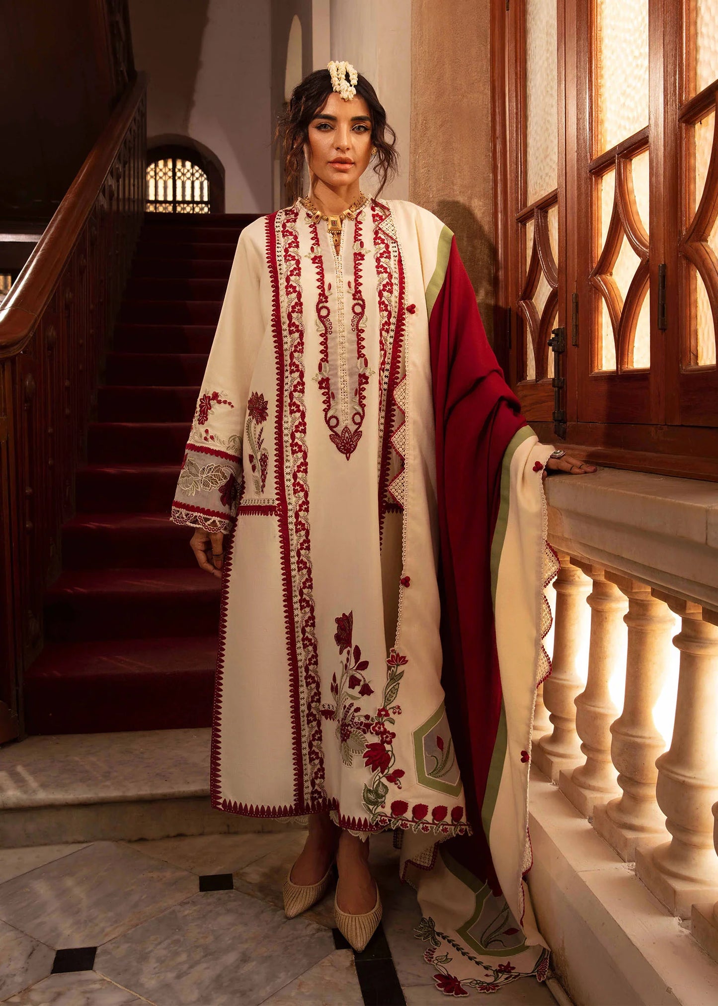 Crimson 3 Piece Unstitched Luxury Lawn Suit - Musafir | SML