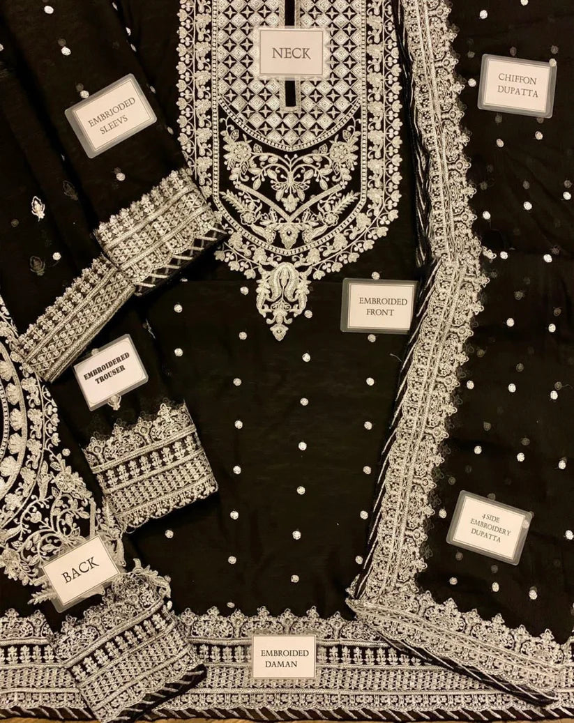 ASIM JOFA CHANDANI LUXERY BLACK CHIFFON - SFC