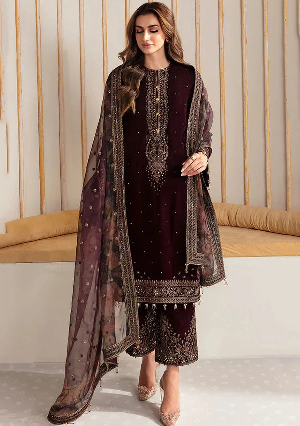 JAZMIN-3 Piece Embroidered Velvet Suit - SFC