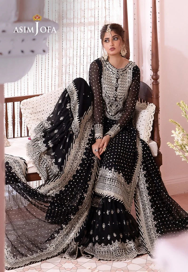 ASIM JOFA CHANDANI LUXERY BLACK CHIFFON - SFC