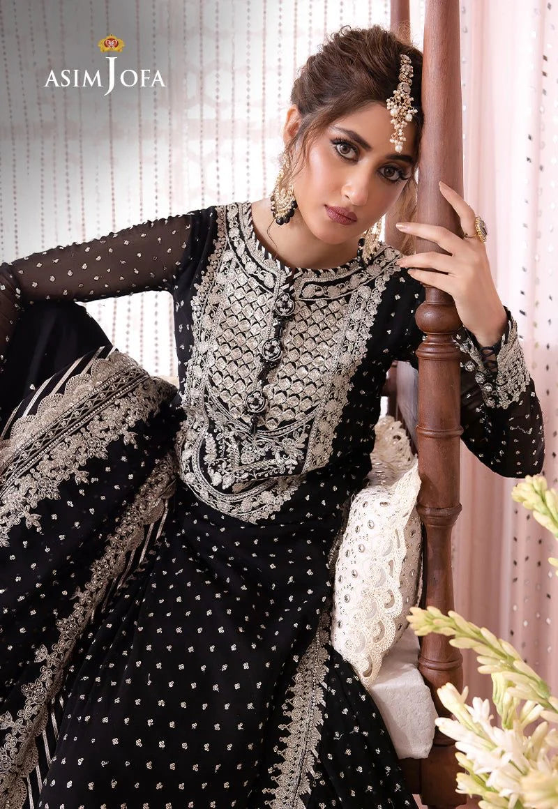 ASIM JOFA CHANDANI LUXERY BLACK CHIFFON - SFC