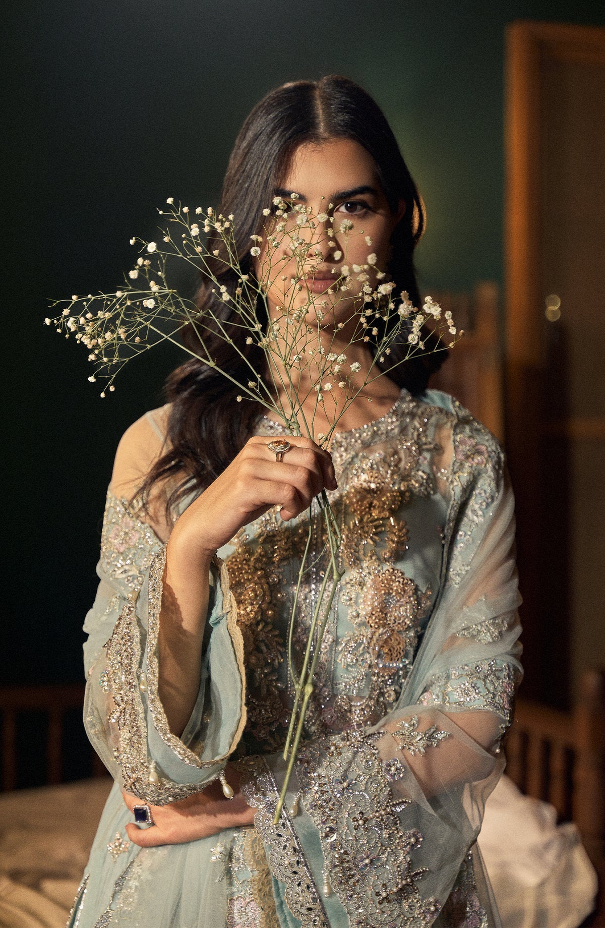 Fabiha Fatima Unstitched Embellished Suit | Aquamarine | SLC