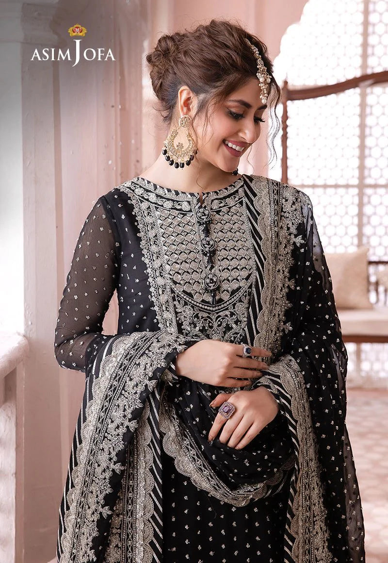 ASIM JOFA CHANDANI LUXERY BLACK CHIFFON - SFC