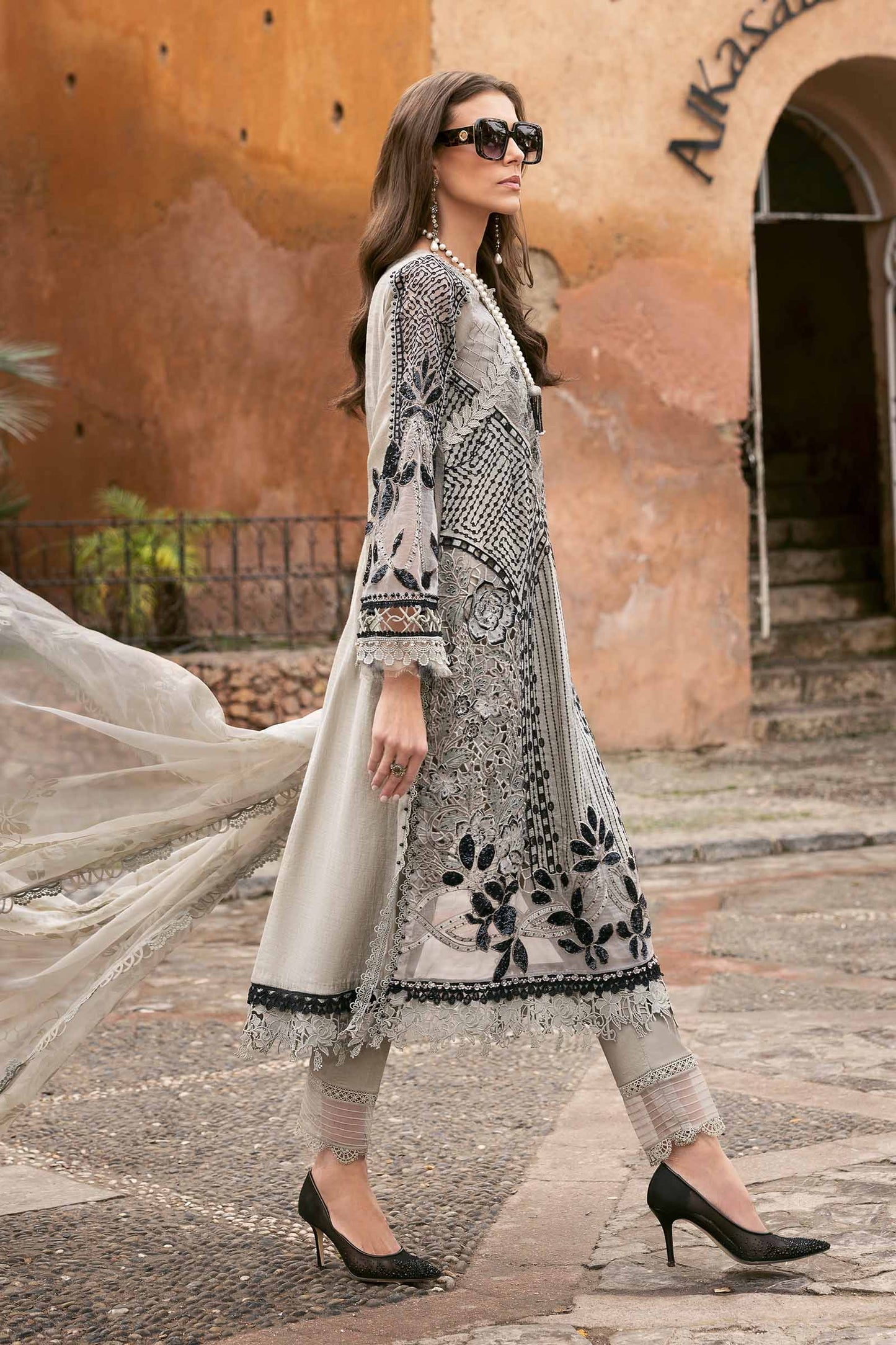 3 Piece Unstitched Embroidered Paper Cotton Suit | D-2510-B | SML