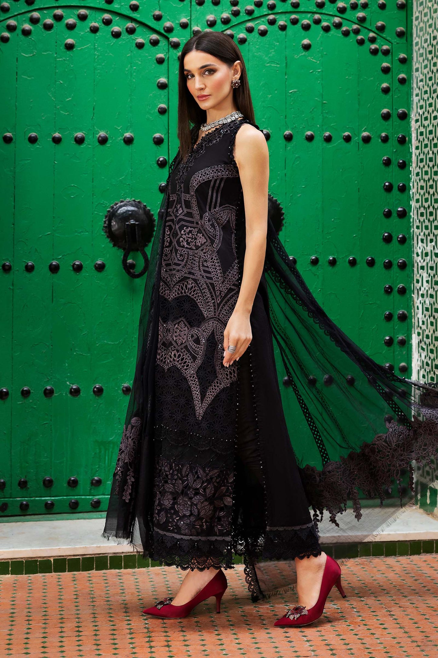 3 Piece Unstitched Embroidered Lawn Suit | D-2512-B | SML