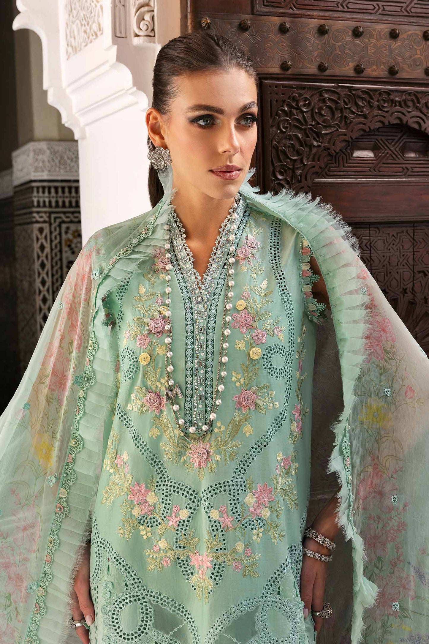 3 Piece Unstitched Embroidered Lawn Suit | D-2514-A | SML