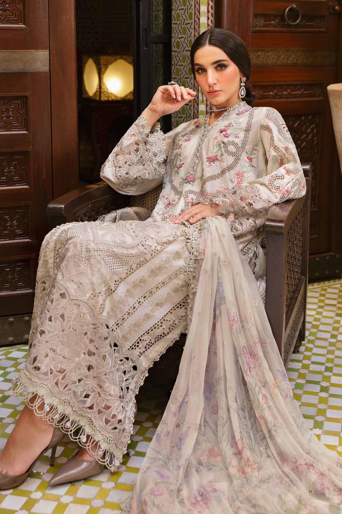 3 Piece Unstitched Embroidered Lawn Suit | D-2514-B | SML