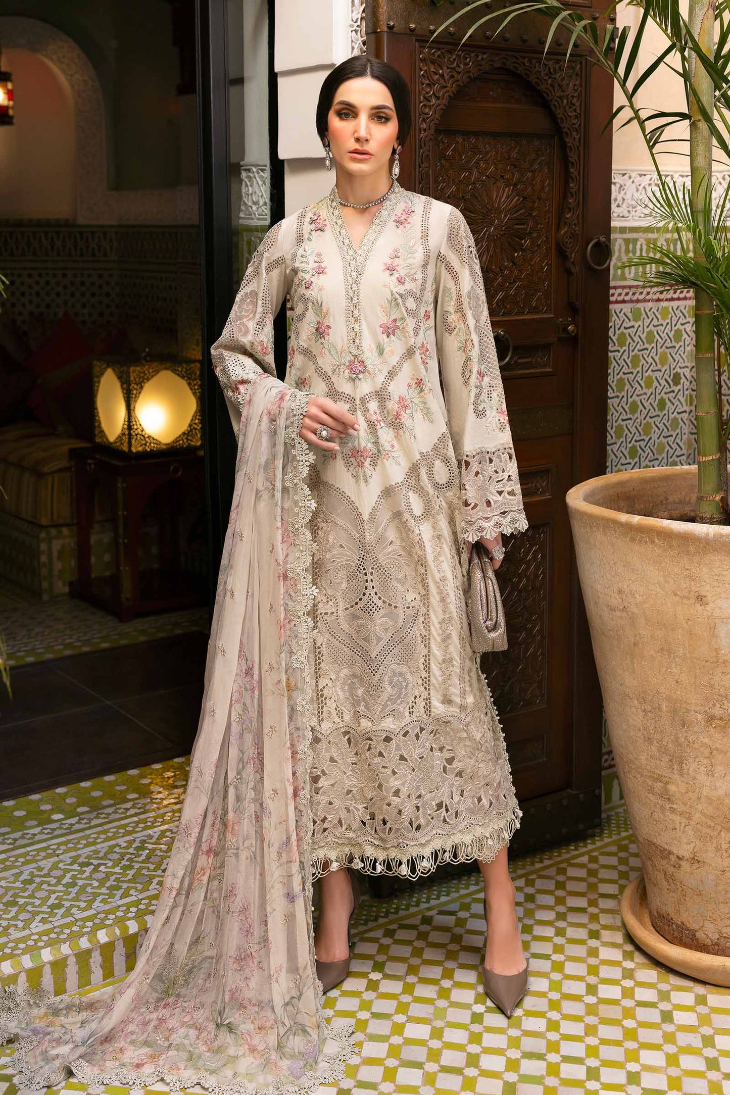 3 Piece Unstitched Embroidered Lawn Suit | D-2514-B | SML