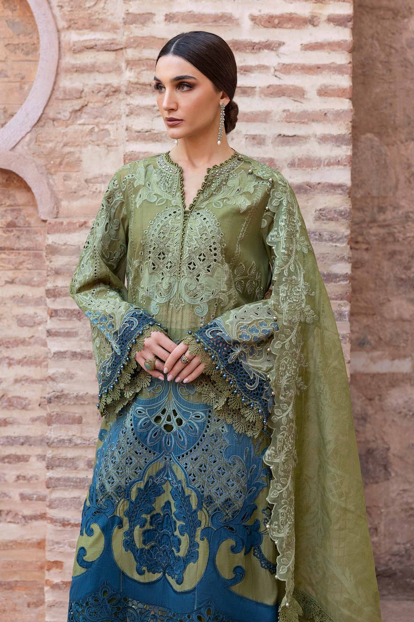 3 Piece Unstitched Embroidered Paper Cotton Suit | D-2501-A | SML
