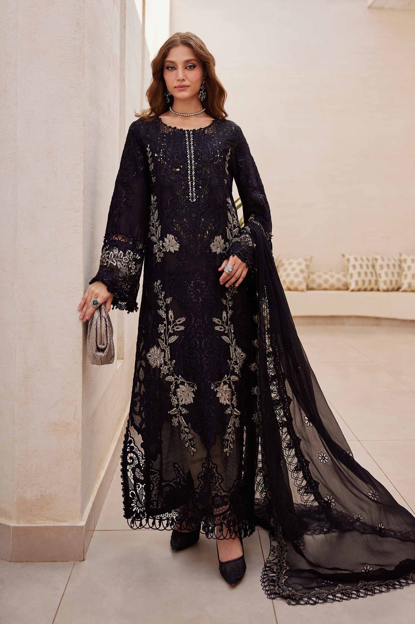 Maria.B 3 Piece Unstitched Embroidered Lawn Suit | EL-25-03