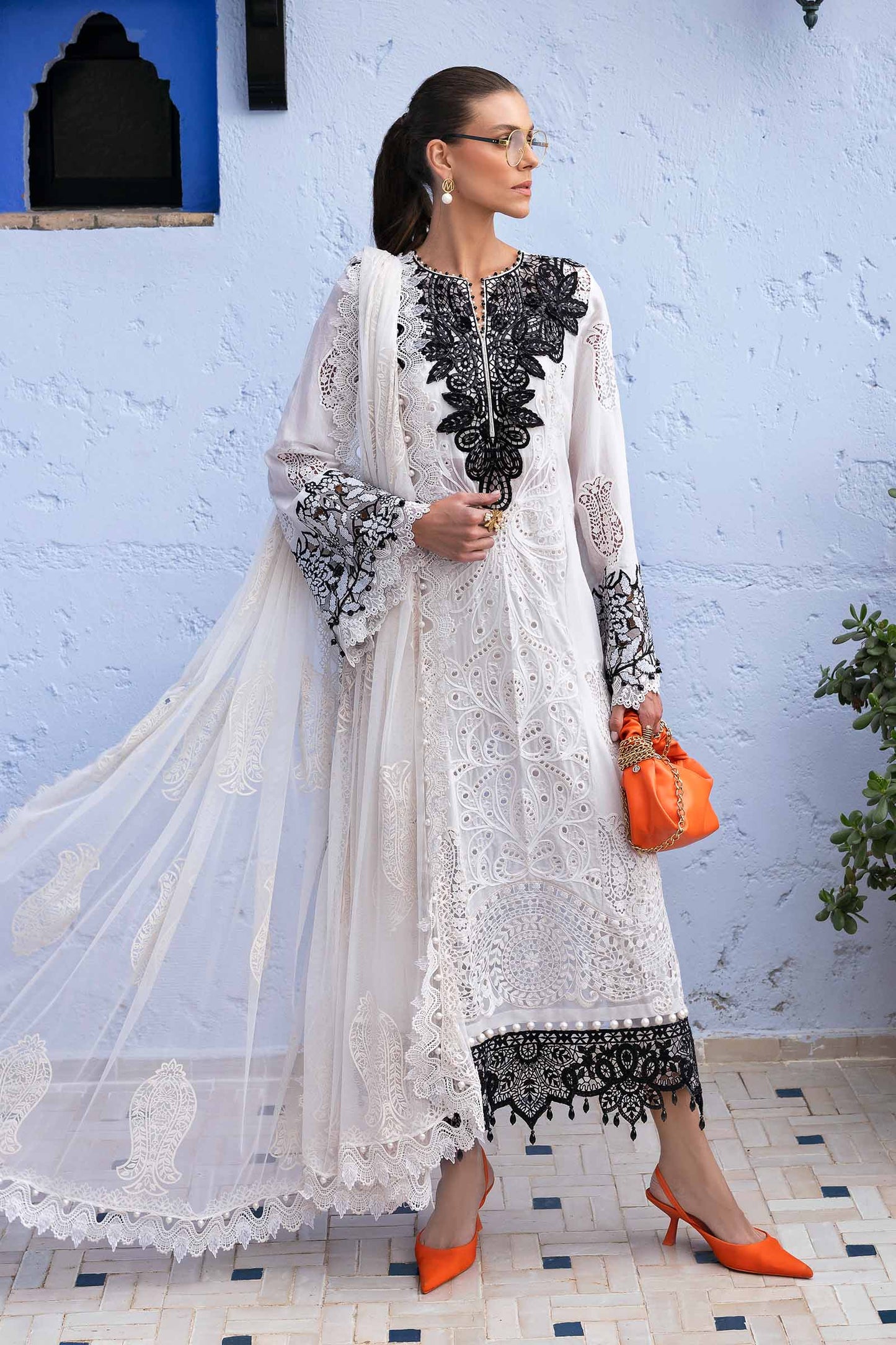 3 Piece Unstitched Embroidered Paper Cotton Suit | D-2505-A | SML