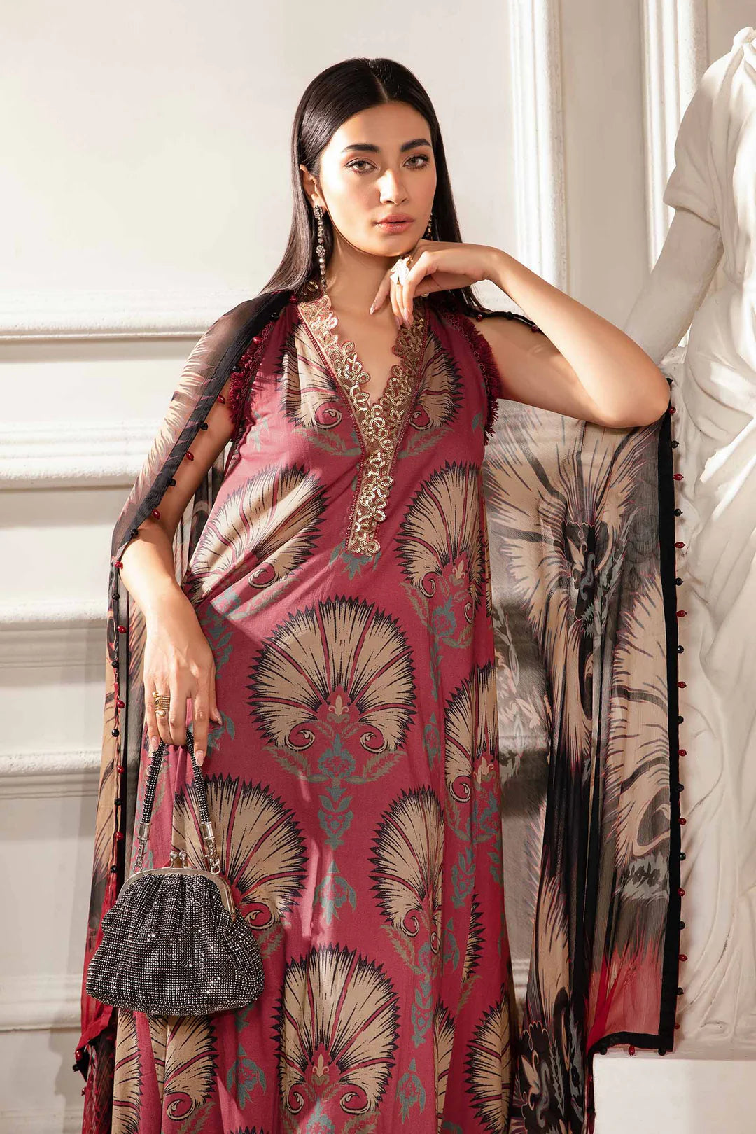 3 Piece Unstitched suit| MPT-2209-B