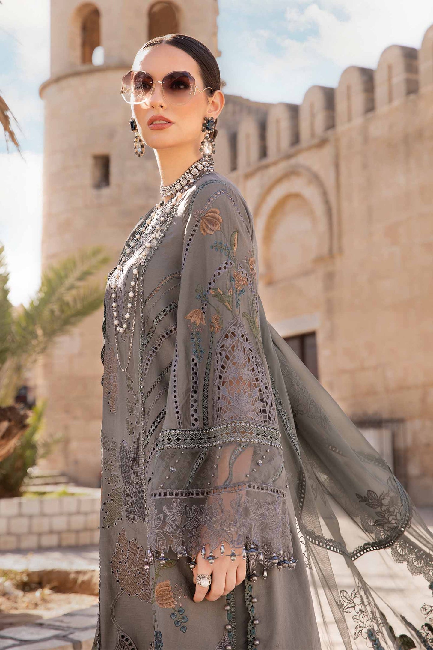Maria B 3 Piece Unstitched Embroidered Lawn Suit | D-2407-B | SBC