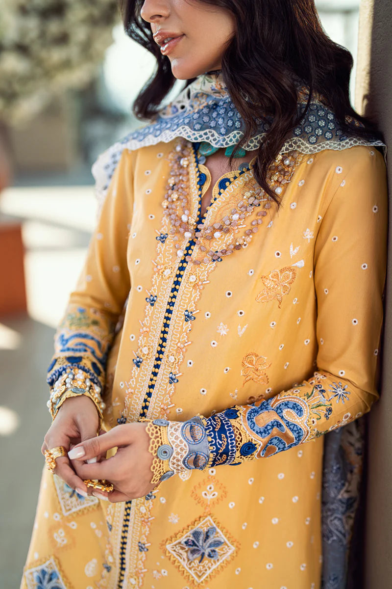 Qalamkar 3 Piece Embroidered Unstitched Lawn Suit - FK-06 NATALIE | SML