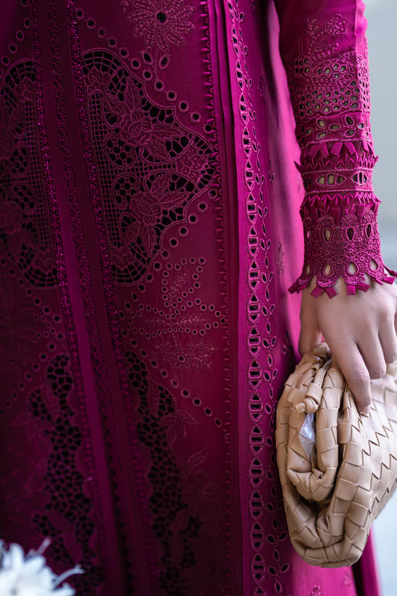 Qalamkar 3 Piece Embroidered Unstitched Lawn Suit - FK-11 VIOLET | SML