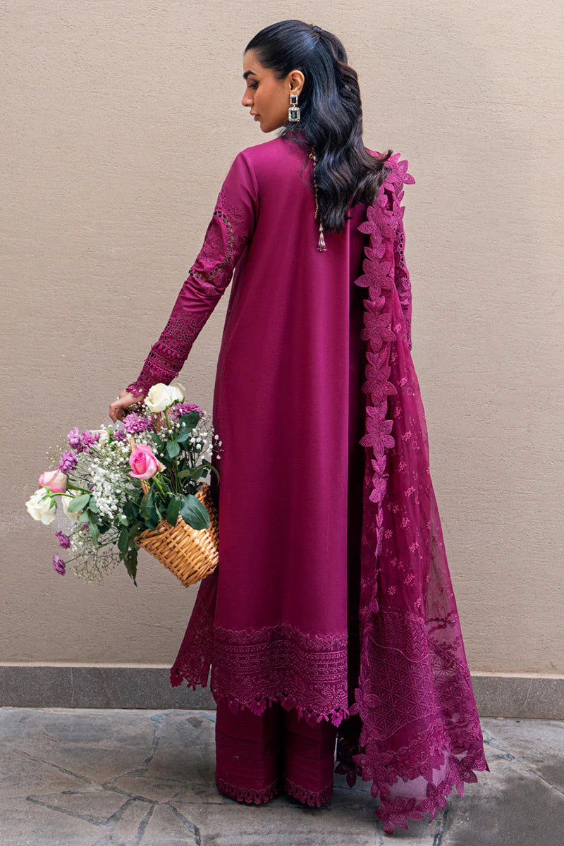 Qalamkar 3 Piece Embroidered Unstitched Lawn Suit - FK-11 VIOLET | SML