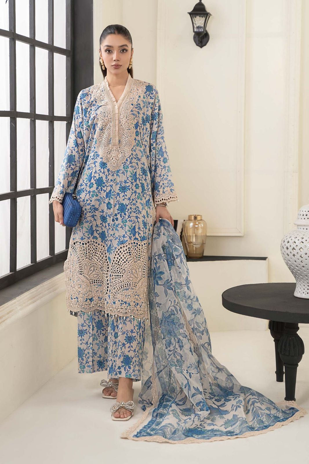 MARIA.B 3 Piece Embroidered Lawn Suit | DW-EF24-108