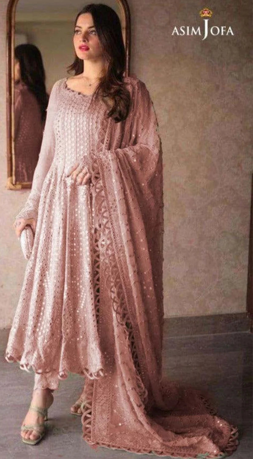 Asim Jofa Pink Chiffon Bridal Collection - SFC