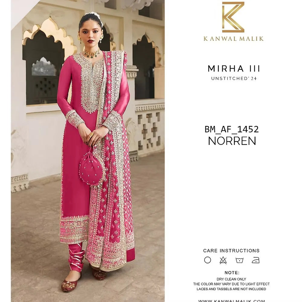 Kanwal Malik Unstitched Suit | Noreen Pink | SLC