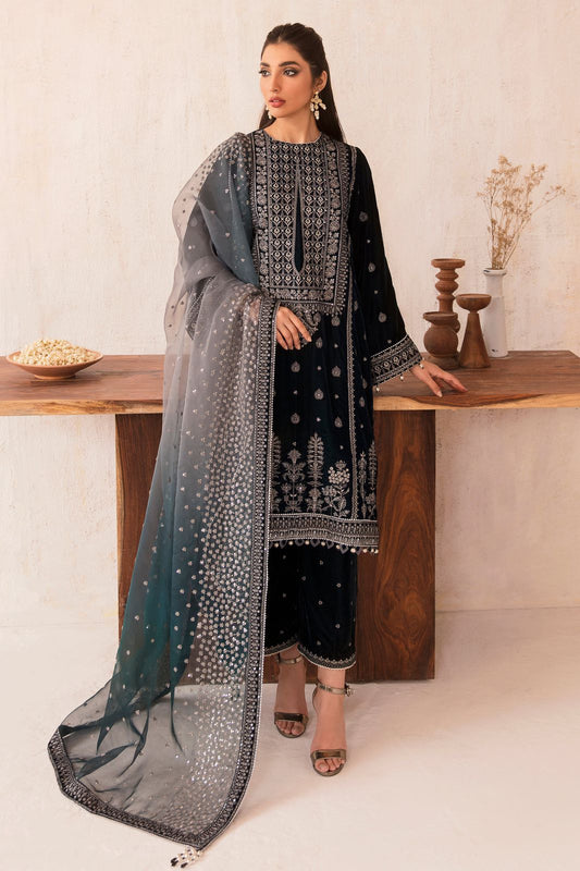JAZMIN 3 Piece Unstitched Heavy Embroidered Velvet Suit - SFC
