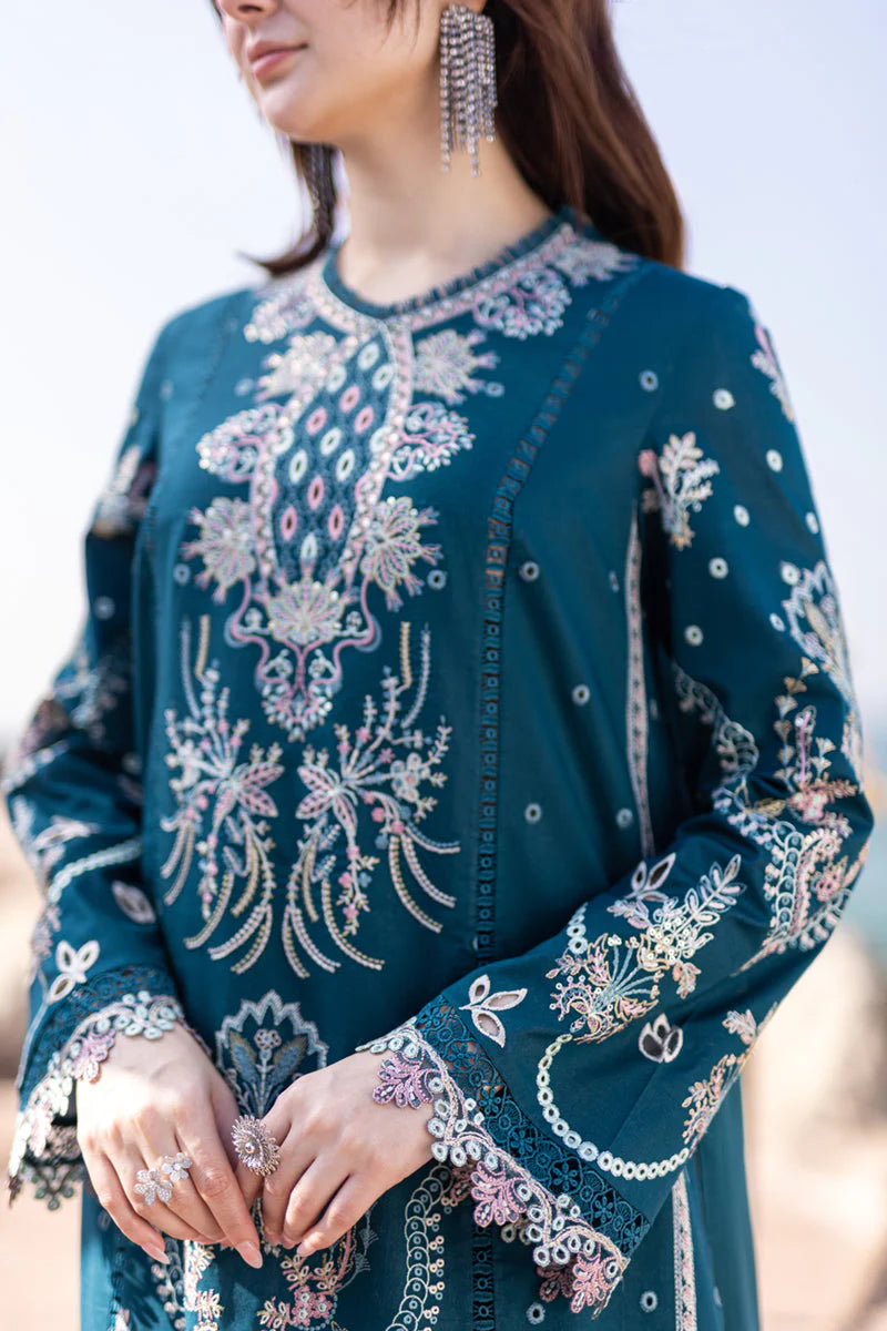 Qalamkar 3 Piece Embroidered Unstitched Lawn Suit - FP-16 KIRA | SBC