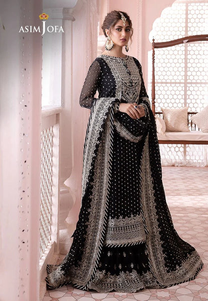 ASIM JOFA CHANDANI LUXERY BLACK CHIFFON  - SFC