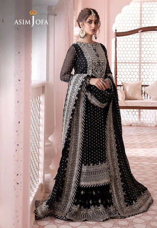 ASIM JOFA CHANDANI LUXERY BLACK CHIFFON  - SFC
