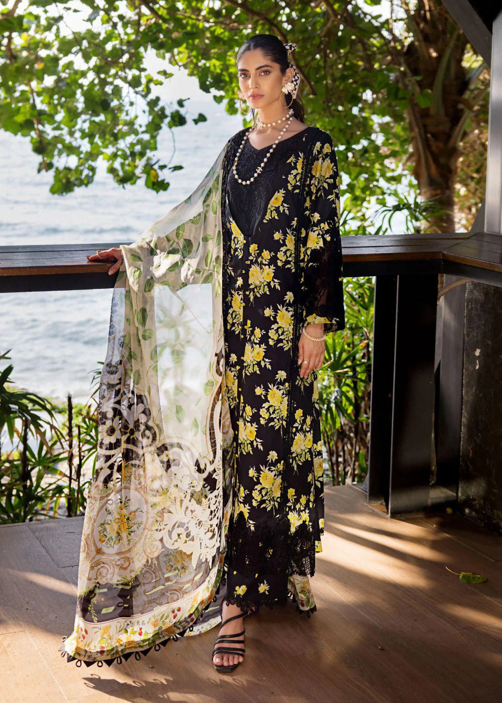 Elaf 3 Piece Unstitched Luxury Lawn Suit - Eclipsed Dream - ESL 06 A | SBC