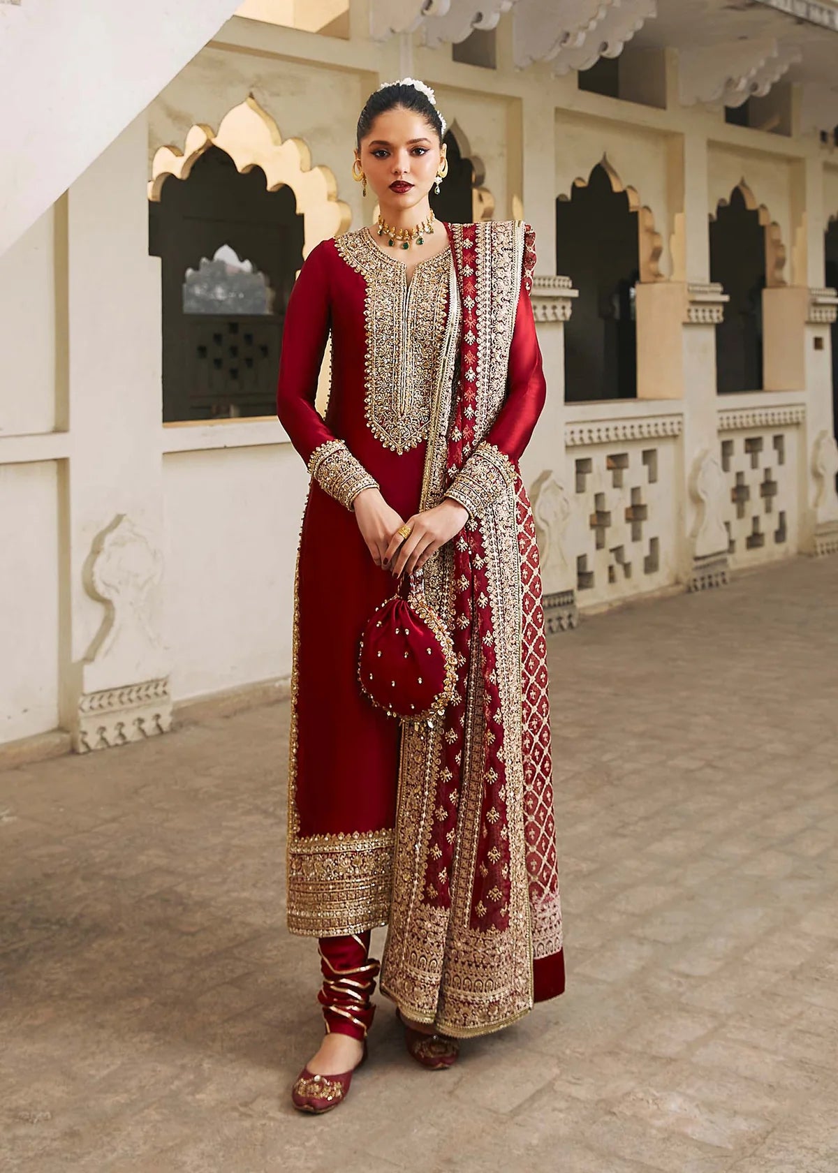 Kanwal Malik Unstitched Suit | Noreen Red | SLC