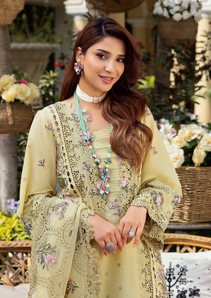 Elaf 3 Piece Unstitched Luxury Lawn Suit - ELM-3A BAHAAR | SML