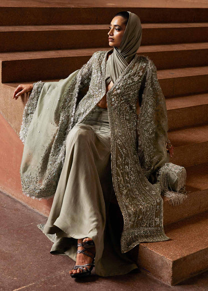 Hussain Rehar Unstitched Organza Embellished Suit | Jadeite | SLC