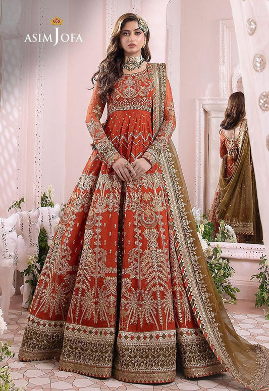 ASIM JOFA ORANGE CHIFFON FROCK  - SFC
