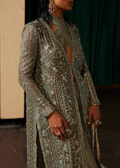 Hussain Rehar Unstitched Organza Embellished Suit | Jadeite | SLC