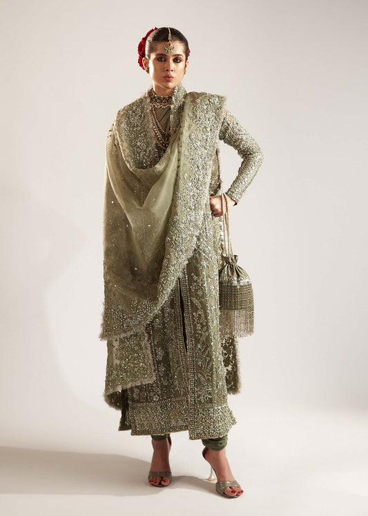 Hussain Rehar Unstitched Organza Embellished Suit | Jadeite | SLC