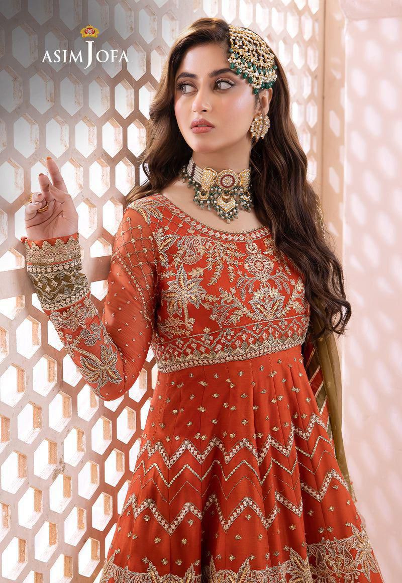 ASIM JOFA ORANGE CHIFFON FROCK  - SFC
