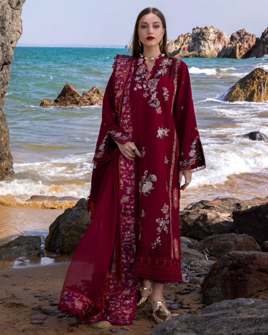 Crimson 3 Piece Unstitched Luxury Lawn Suit - Parsi Threads - D5 B | SML