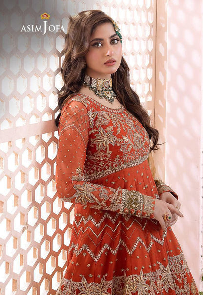 ASIM JOFA ORANGE CHIFFON FROCK  - SFC