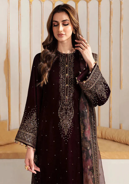 JAZMIN-3 Piece Embroidered Velvet Suit - SFC