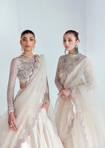 Hussain Rehar Unstitched Organza Embellished Suit | Dove | SLC