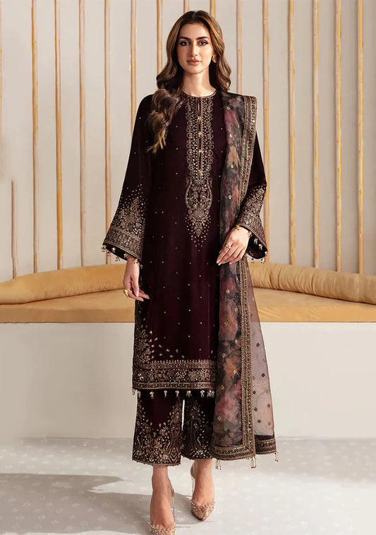 JAZMIN-3 Piece Embroidered Velvet Suit - SFC