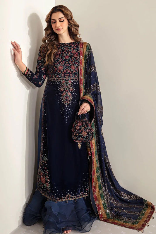 JAZMIN 3 Piece Unstitched Heavy Embroidered Velvet Suit 1 - SFC