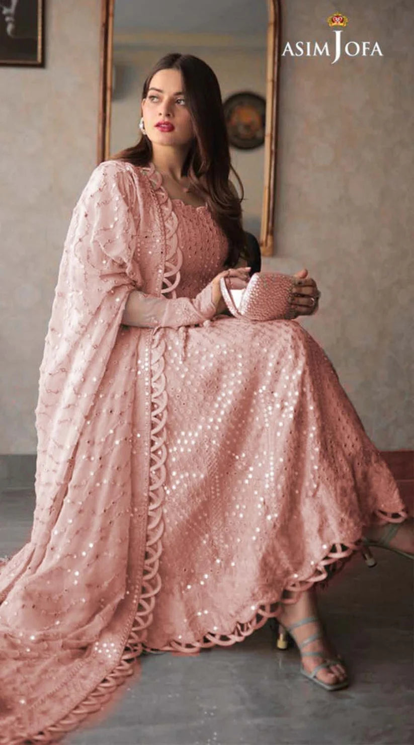 Asim Jofa Pink Chiffon Bridal Collection - SFC