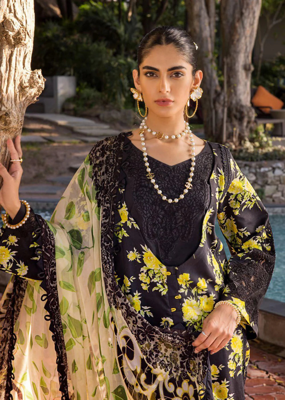 Elaf 3 Piece Unstitched Luxury Lawn Suit - Eclipsed Dream - ESL 06 A | SBC