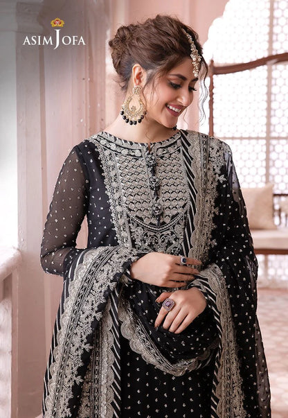 ASIM JOFA CHANDANI LUXERY BLACK CHIFFON  - SFC