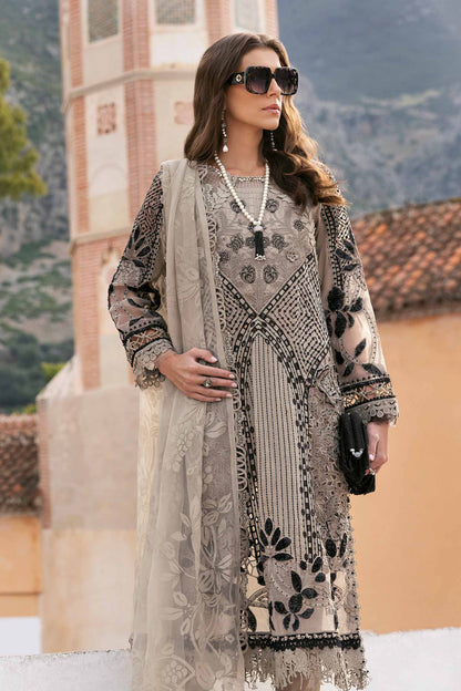3 Piece Unstitched Embroidered Paper Cotton Suit | D-2510-B | SML