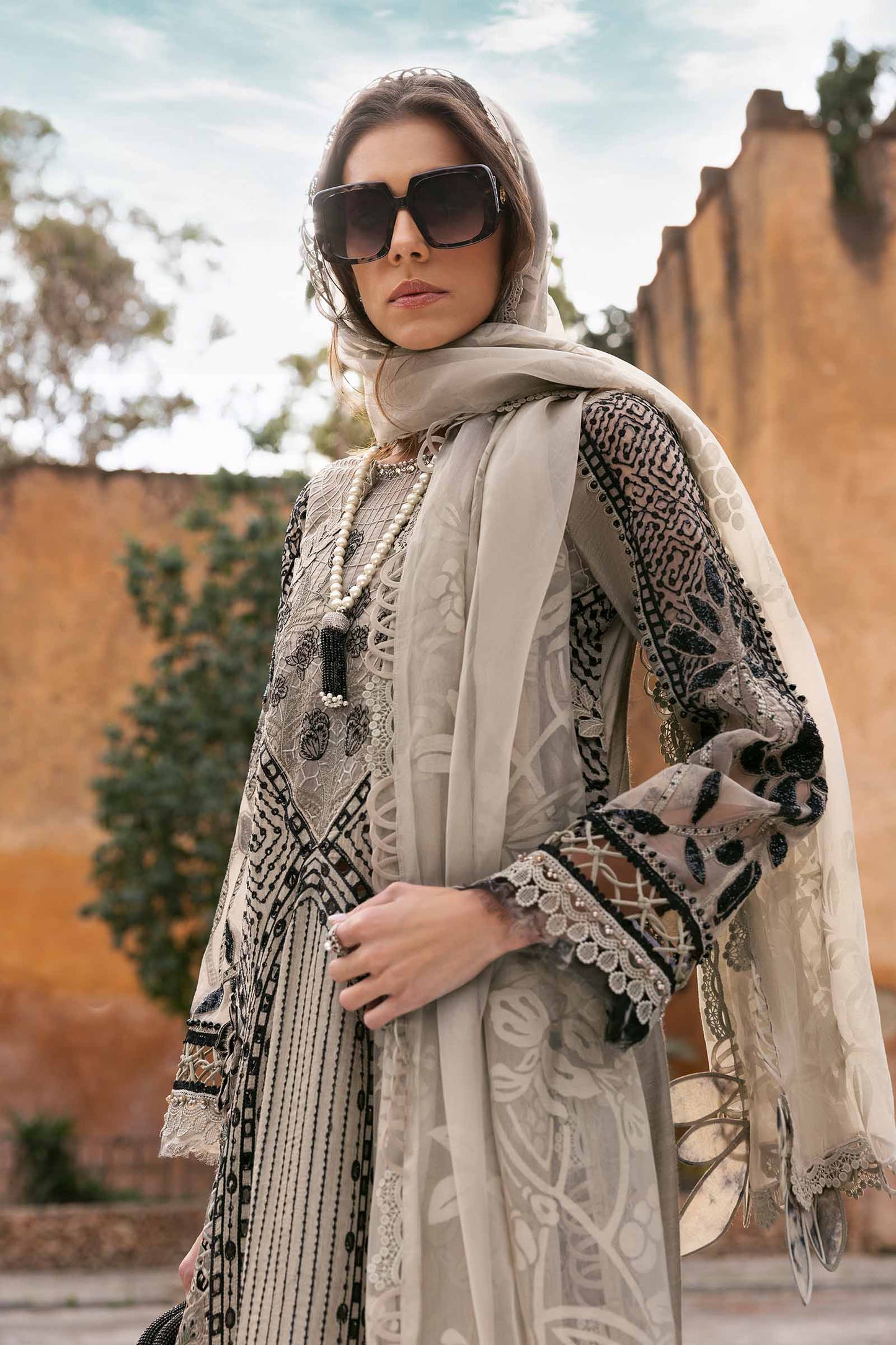 3 Piece Unstitched Embroidered Paper Cotton Suit | D-2510-B | SML