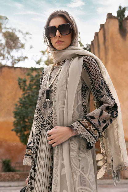 3 Piece Unstitched Embroidered Paper Cotton Suit | D-2510-B | SML