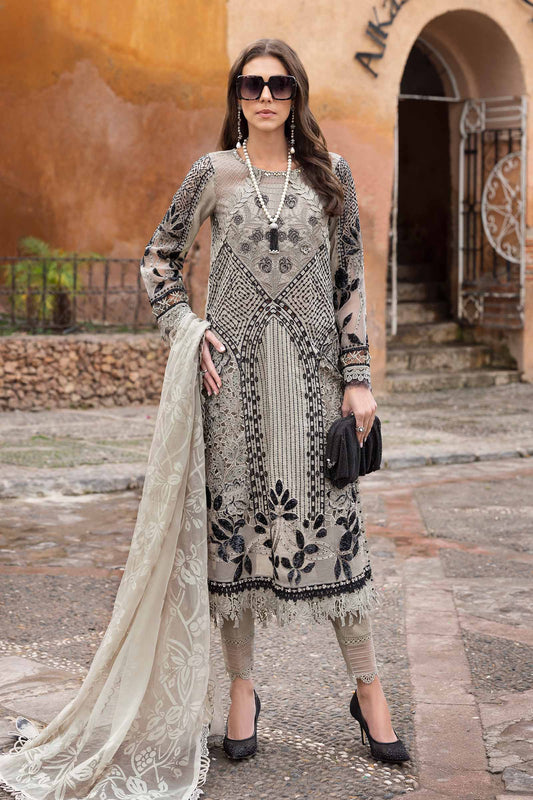 3 Piece Unstitched Embroidered Paper Cotton Suit | D-2510-B | SML