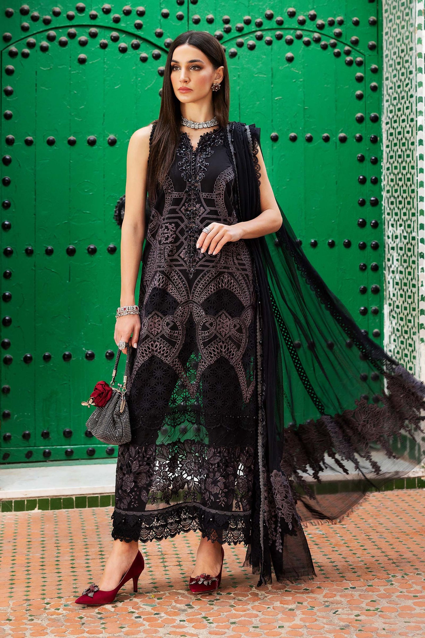 3 Piece Unstitched Embroidered Lawn Suit | D-2512-B | SML