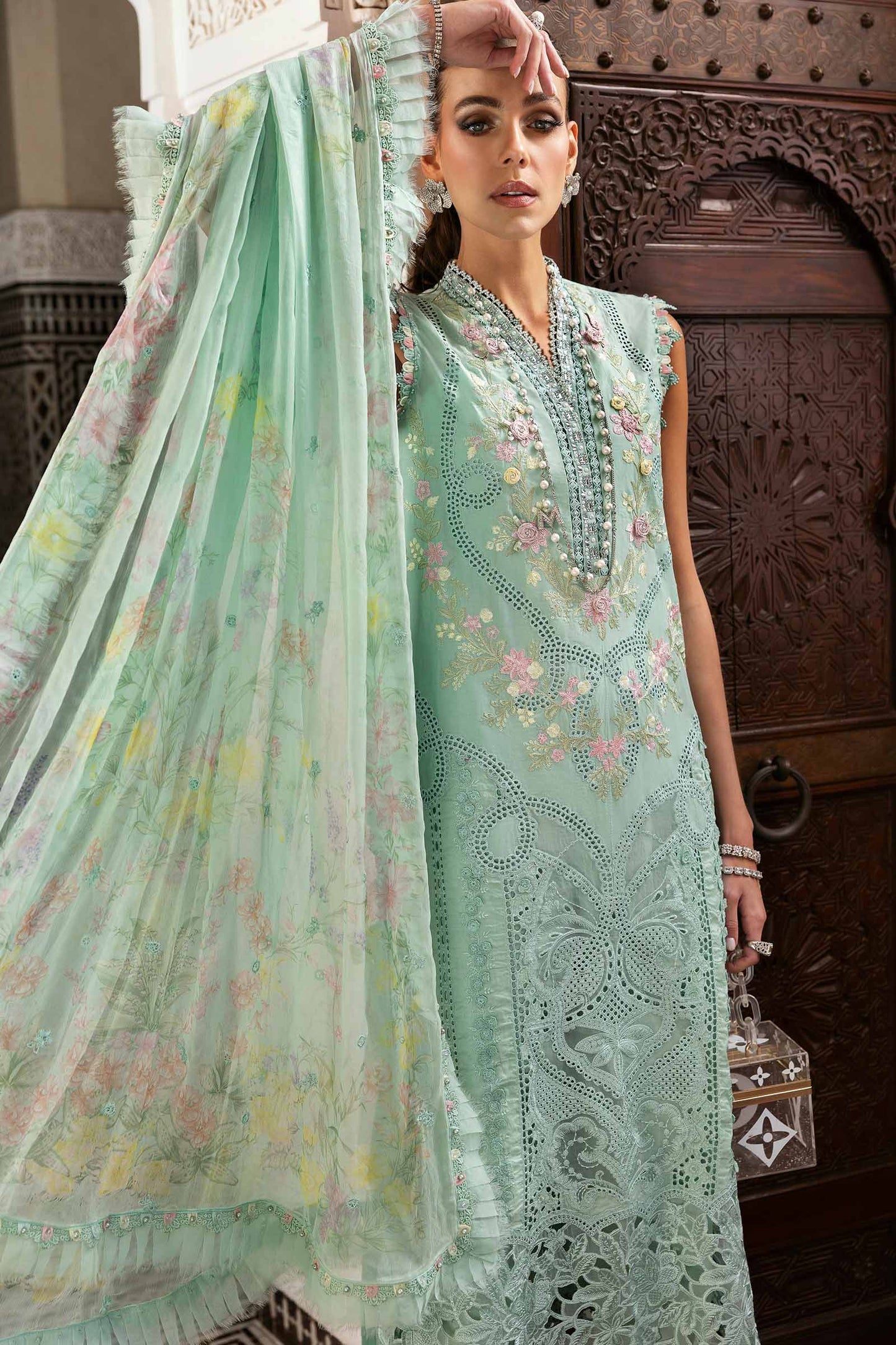 3 Piece Unstitched Embroidered Lawn Suit | D-2514-A | SML